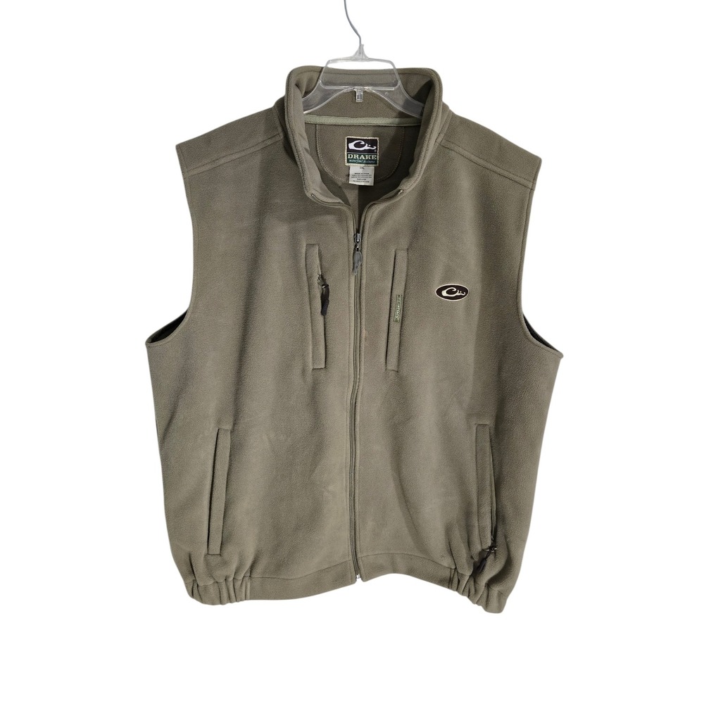 Drake Waterfowl Systems Mens 3XL Tan Fleece Full Zip Magnattach Vest Khaki